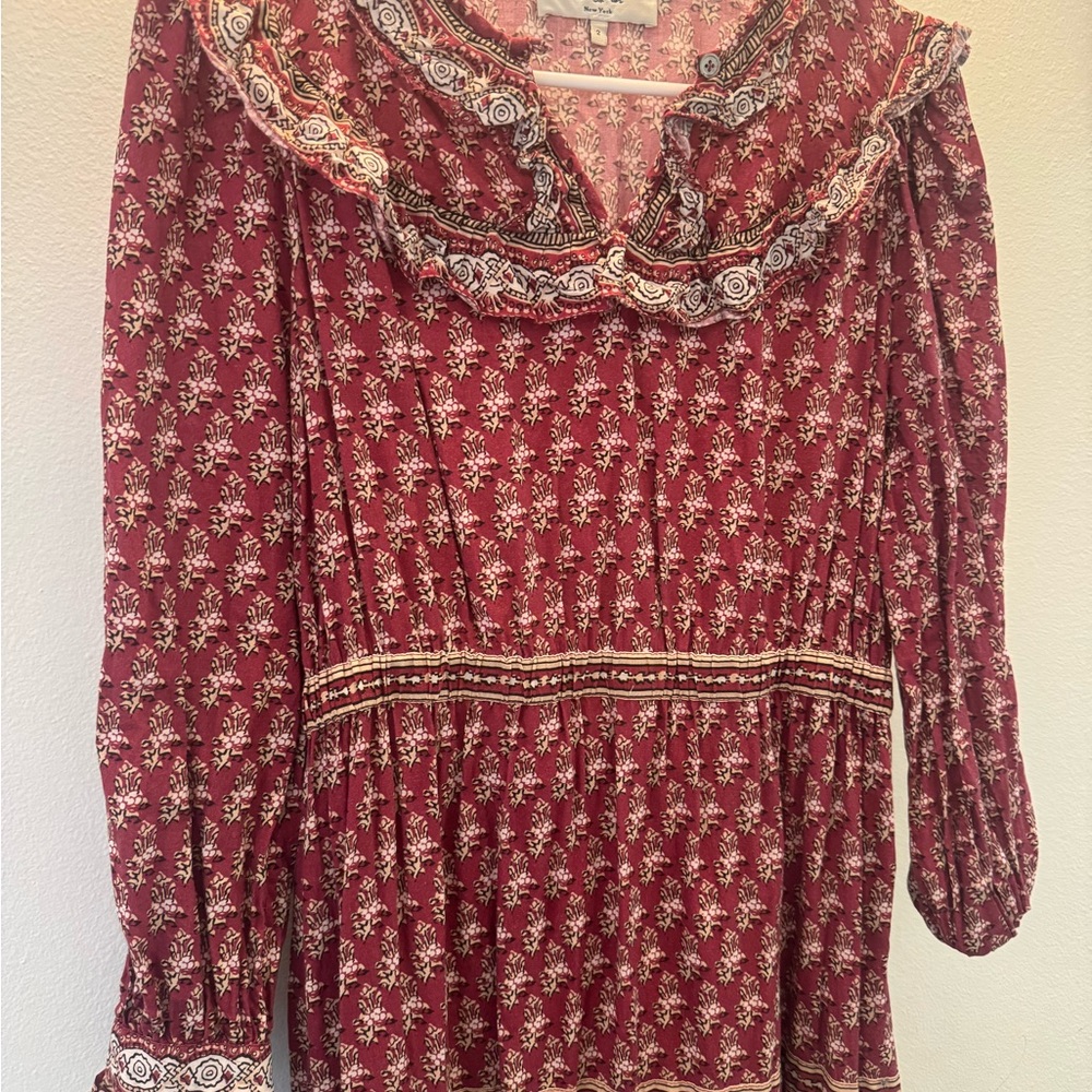 SEA New York maroon with pattern dress